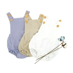 Body à bretelles en lin de couleur unie pour garçon