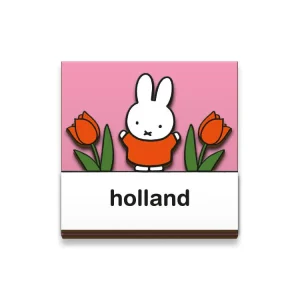 Aimant en bois rose Miffy Tulips