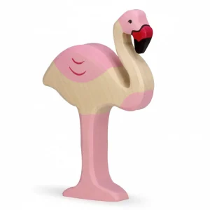 Figurine en Bois Flamant Rose