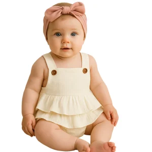 Body à bretelles en gaze de coton pour bébé fille