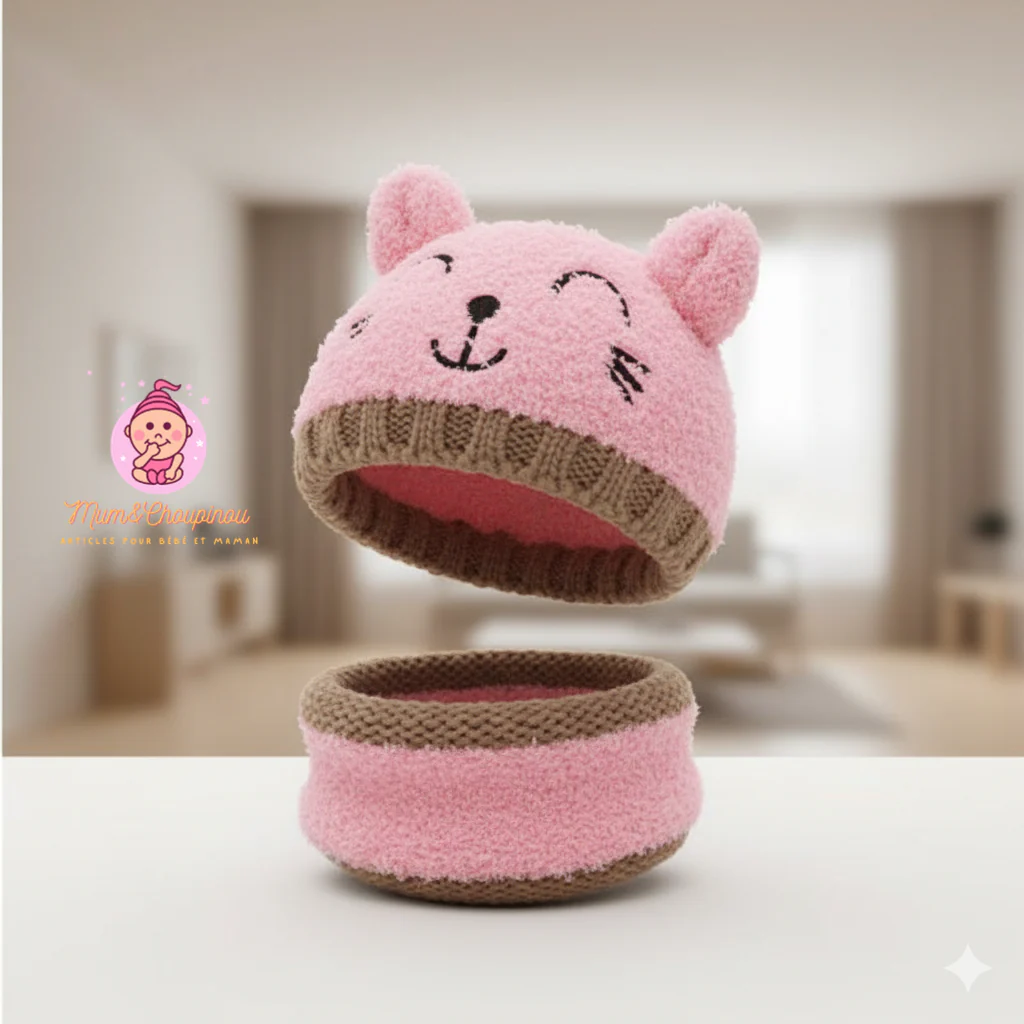 Bonnet et écharpe en laine polaire – Image 5