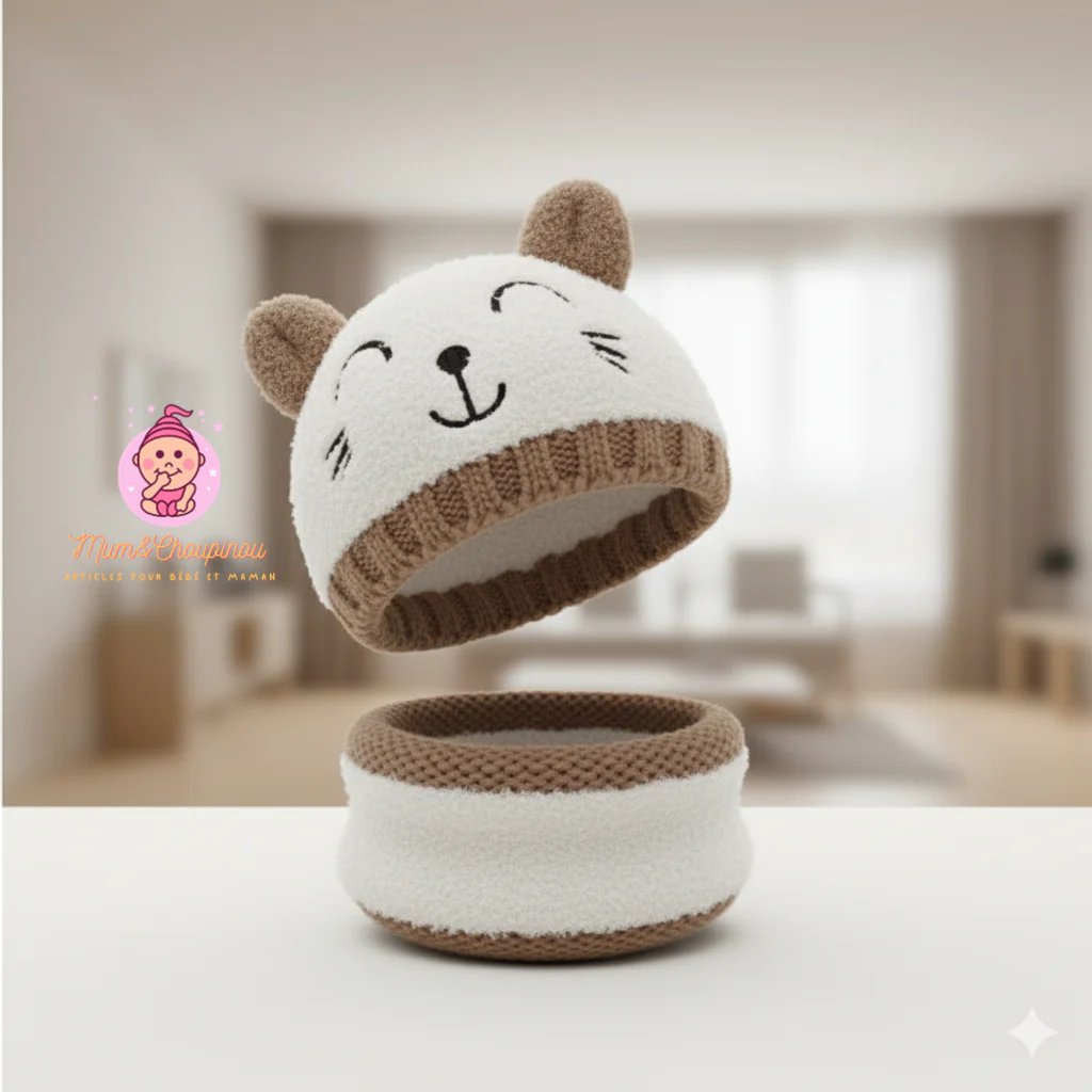 Bonnet et écharpe en laine polaire – Image 3