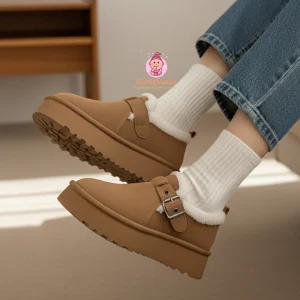 Bottines plates fourrées pour femme