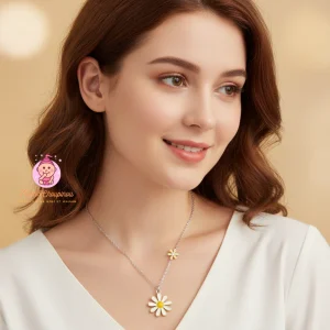 Chaine fine en argent sterling - Double Marguerites