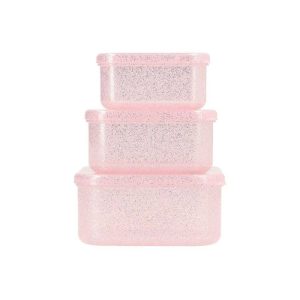 3 Boîtes à Déjeuner Rose Brillant à Paillettes