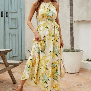 Robe d'été à col rond pour femme