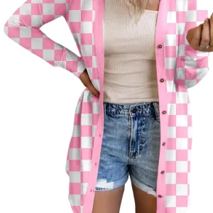 Cardigan à motif damier